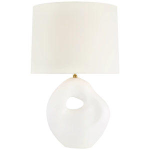 AERIN by Visual Comfort Signature Adria 25" Cordless Table Lamp in Plaster White with Linen Shade