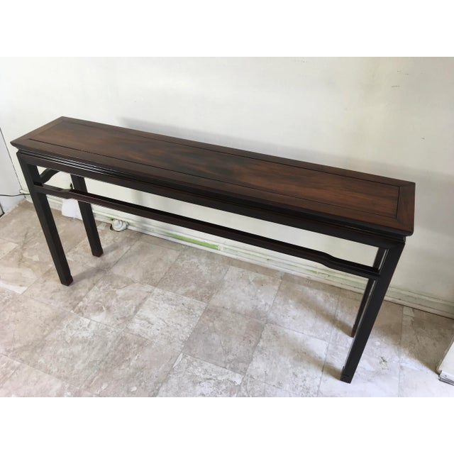 Chinese Chinese Rosewood Console Table With Carved Spiral Details and Architectural Form For Sale - Image 3 of 11