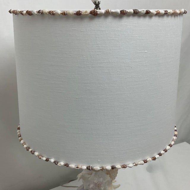Hollywood Regency Natural Shell Lamps With Linen Shades - Pair | Chairish