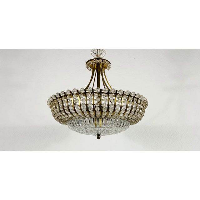 Brass Midcentury Brass Chandelier by Rupert Nikoll, 1960s For Sale - Image 8 of 13