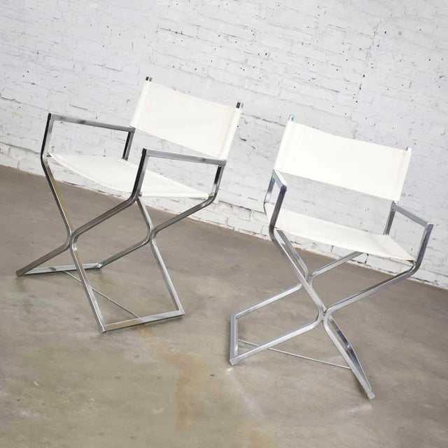 Gorgeous pair of MCM a.k.a. Mid-Century Modern campaign style sling director’s chairs attributed to Robert Kjer Jakobsen...
