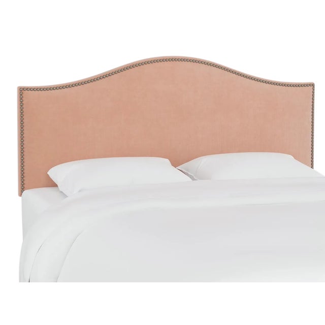 Ashland Headboard in Pink Champagne Luxe Velvet, Queen For Sale