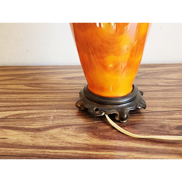 Metal Antique Art Nouveau Style Lusterware Table Lamp For Sale - Image 7 of 12