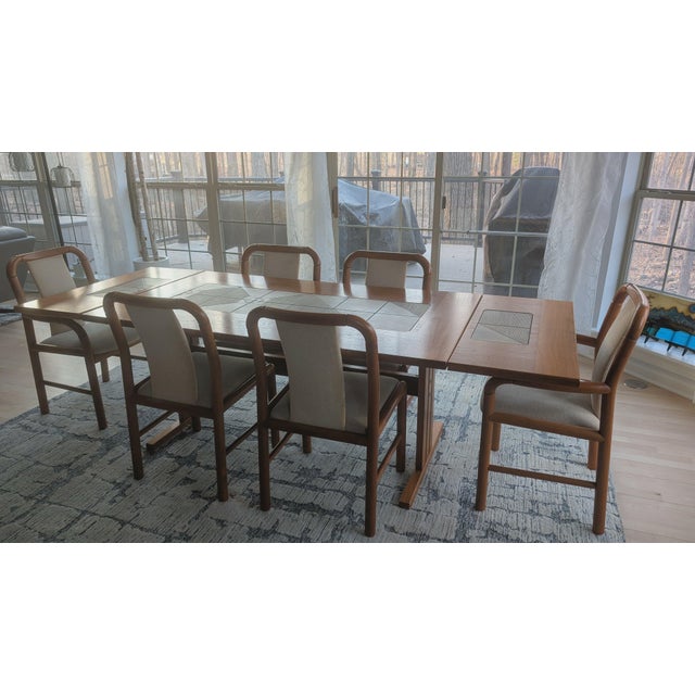 1990s Gorgeous Mid-Century Danish Modern Gangsø Møbler Dining Tables With Six Matching Gangsø Møbler Chairs (1990s) For Sale - Image 5 of 6