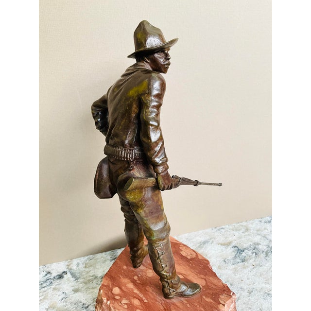 Metal Late 19th Century Carl Kauba “The Trooper” Austrian Bronze Sculpture on Rouge Marble Base – Signed For Sale - Image 7 of 7