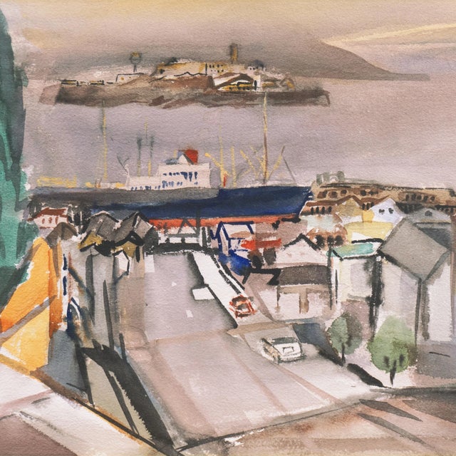 1970s 'San Francisco and the Bay' by Elva Senter, Early California Woman Artist, Palo Alto Art Club For Sale - Image 5 of 8