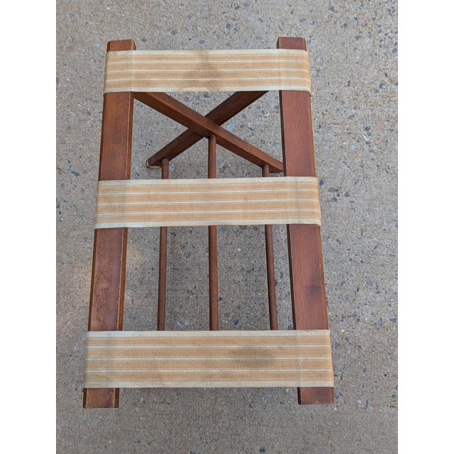 Vintage Wooden Folding Luggage Rack Stand For Sale - Image 4 of 6