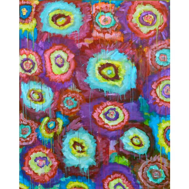 Vividly colored substantial abstract by Aromas, California, Monterey Bay Area abstract expressionist artist Frank Thomas...