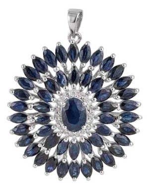 11 CTW Blue Sapphire & Diamond Halo Pendant in 925 Sterling Silver