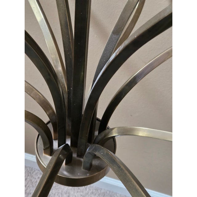 Sleek Modern Patinated Brass 12 Arm Chandelier Attributed to Hart Associates For Sale In Indianapolis - Image 6 of 8