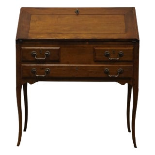 Henredon Furniture Solid Walnut Country French Provincial 32" Petite Ladies Secretary Desk For Sale