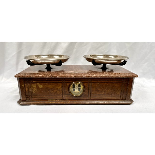 1800s Henry Troemner Marble Top Apothecary Scale with Silverplate Bowls For Sale - Image 4 of 10
