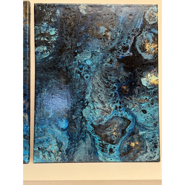 Textile A Pair of Contemporary Abstract Expressionist Original Oil Paintings For Sale - Image 7 of 12