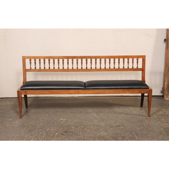 Mid 20th Century Yale Burge Spindle-Back Bench W/ Black Seat For Sale - Image 13 of 13