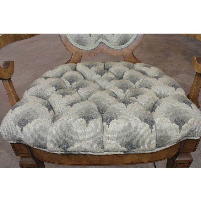 William Doezema for Mastercraft Hollywood Regency Burl Wood Dining Table & 6 Chairs For Sale - Image 11 of 14