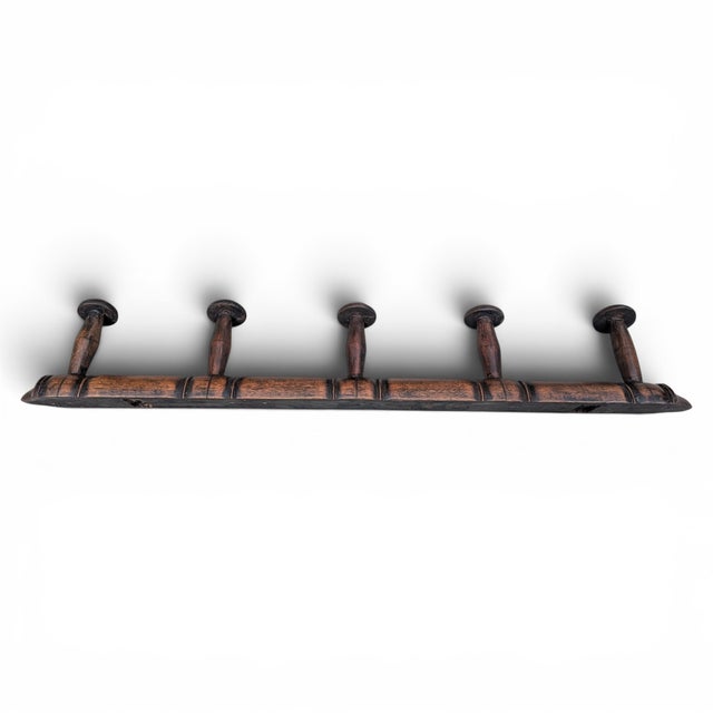 Vintage French Faux Bamboo Wooden Coat Hat Rack For Sale - Image 10 of 17