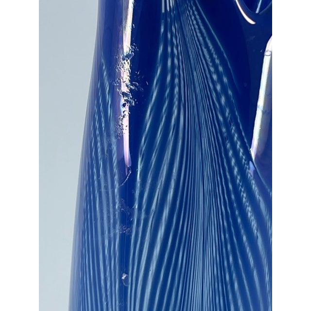 Studio Art Glass Tall Blue Vase~Signed David Hershey ‘84 For Sale - Image 12 of 13