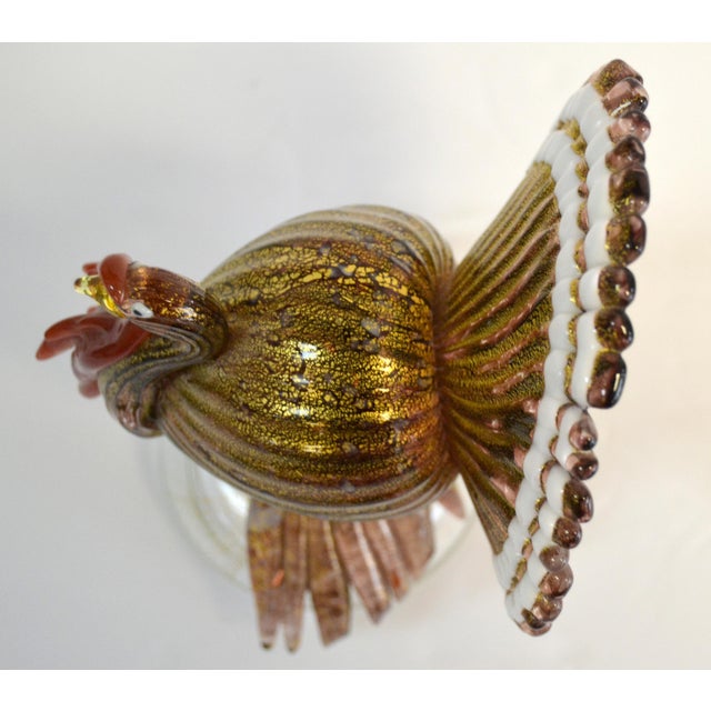 Goldenrod 1970s Alfredo Barbini Manner Colorful Murano Style Art Glass Turkey Figurine Italy For Sale - Image 8 of 12