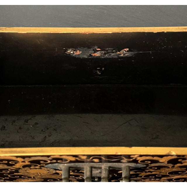 Japanese Antique Lacquer Maki-E Miniature Hasami-Bako with Copper Mounts For Sale - Image 15 of 18