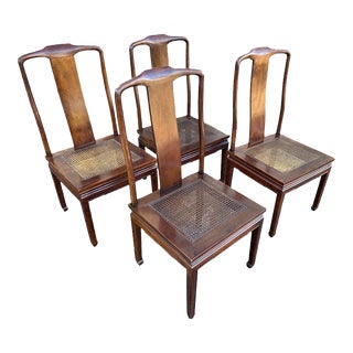 Henredon Vintage Chinoiserie Mahogany and Cane Dining Chairs - Set of 4 For Sale