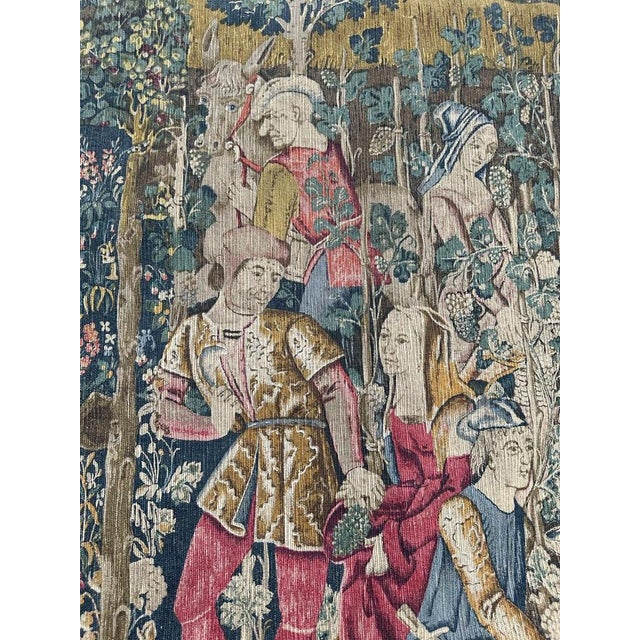 Vintage French Hand Printed Tapestry Vendanges Design, 1950s For Sale - Image 9 of 18