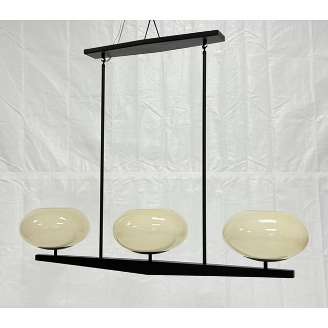 Metal Marian Jamieson "Spyglass" Chandelier Antique Brass Shell White Glass For Sale - Image 7 of 18