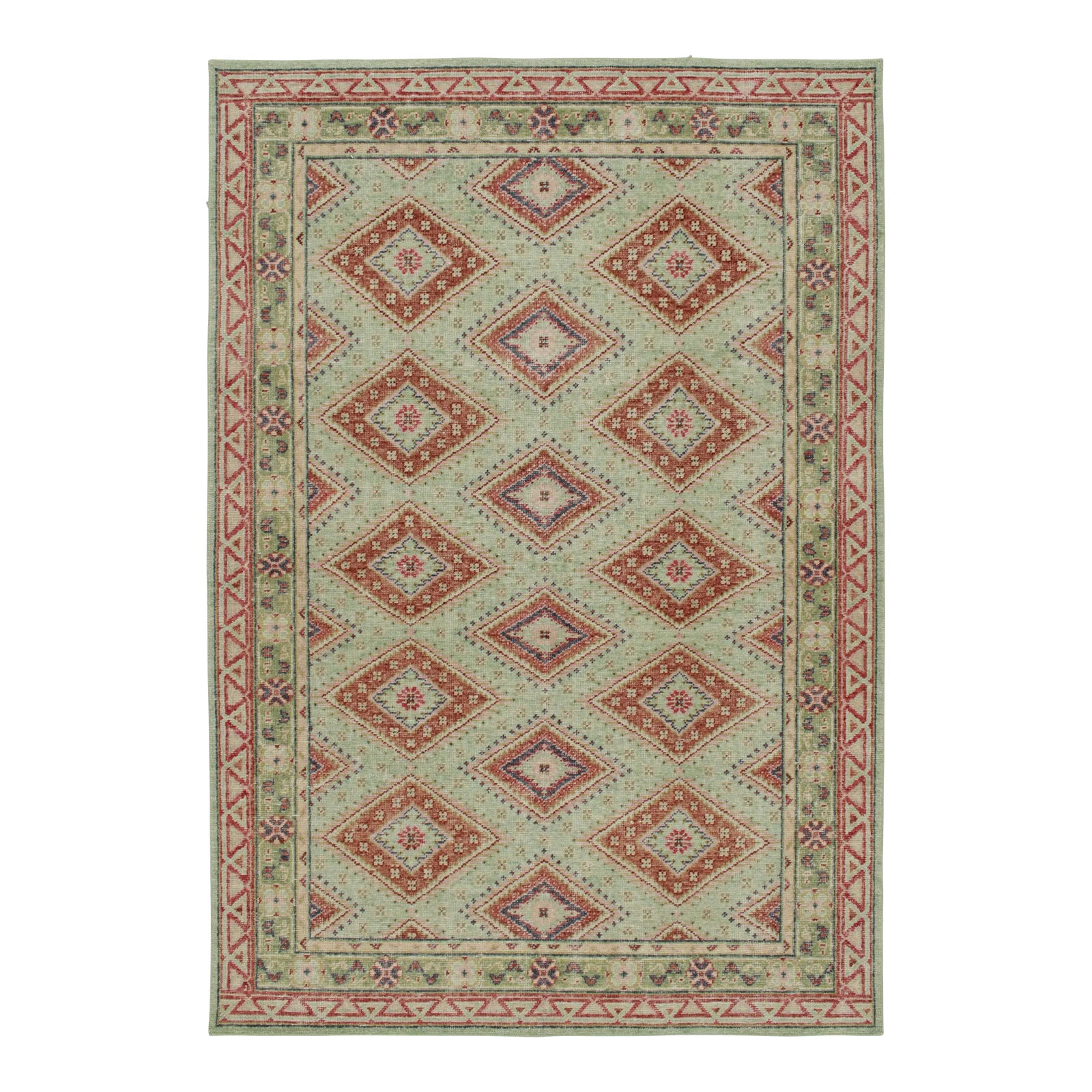 Rug & Kilim’s Oversized Diamond Play Rug in Mint and Rust, 12x14 | Chairish