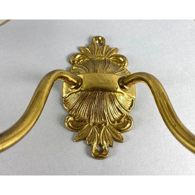 Gold Vintage Italian Double Arm Wall Lamps, 1980, Set of 2 For Sale - Image 8 of 9