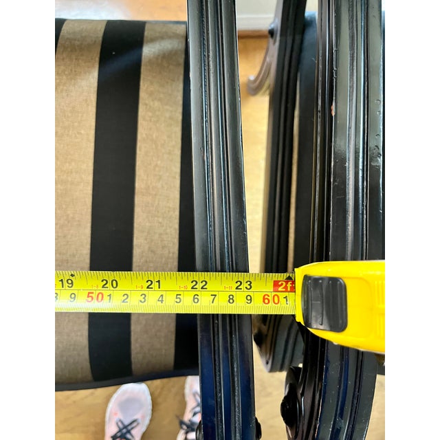 2010s Set of 4 Kreiss Dining Room Chairs With Jim Thompson Black & Gold Striped Silk Fabric For Sale - Image 5 of 7