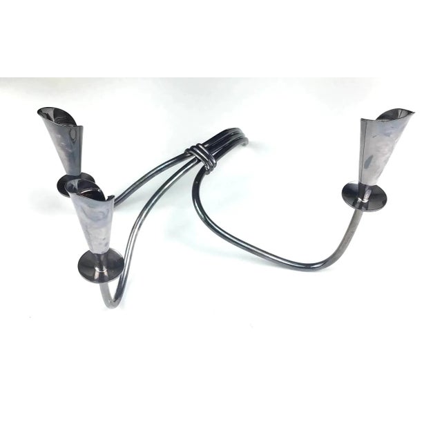 1970s Hans Jenson Silver Mid Century Modern Candle Holders For Sale - Image 4 of 13
