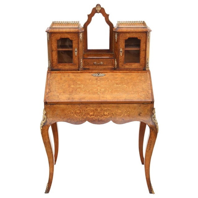 Antique Inlaid Burr Walnut Desk, 1800s For Sale - Image 4 of 11