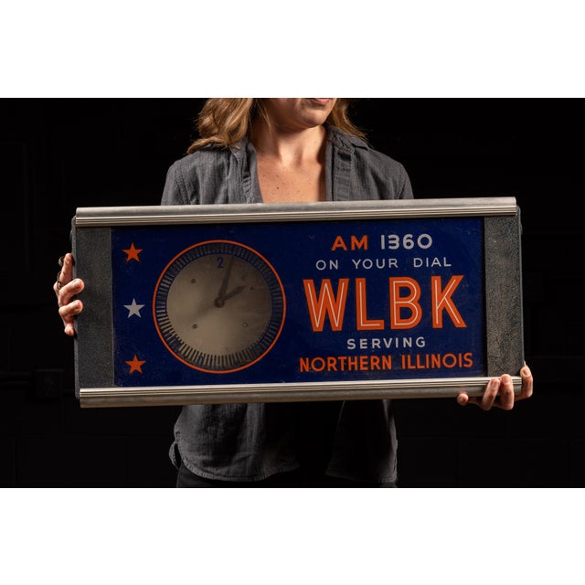 Art Deco Vintage Glass Panel WLBK Wall Clock For Sale - Image 3 of 6