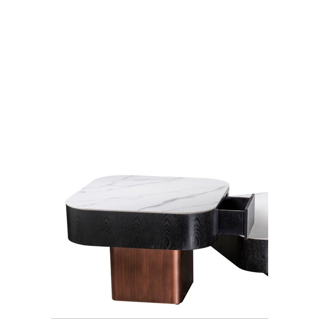 2020s Styles Ceramic Top Square End Table with Rounded Edges For Sale - Image 5 of 7