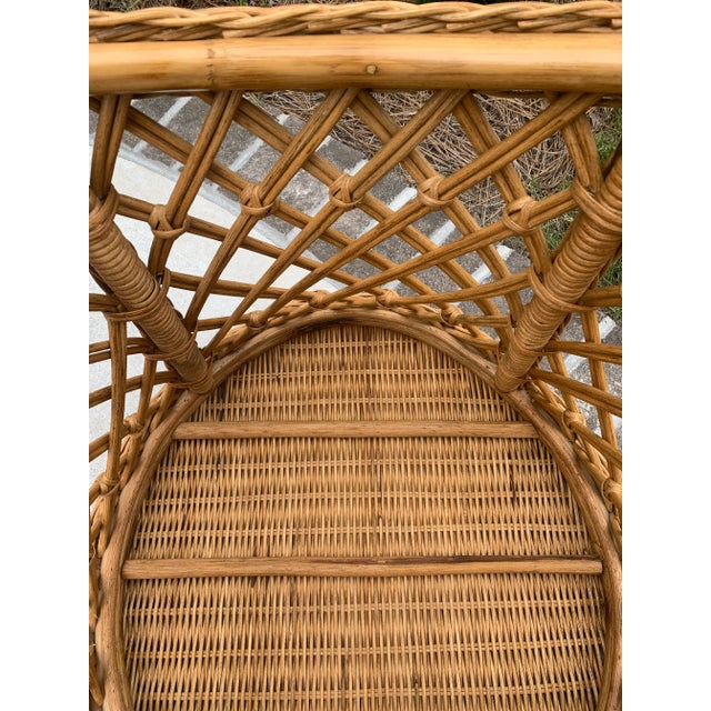 1980s Vintage Oval Rattan Wicker Cane Side Table For Sale - Image 11 of 13