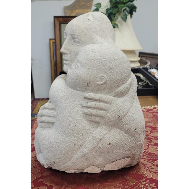 Rima Padova 1960s Stone Sculpture of a Mother & Child For Sale - Image 4 of 14