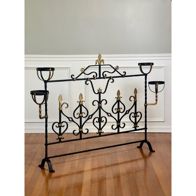 Large French Wrought Iron Chateau Landier Fireplace Screen, 1890s For Sale - Image 4 of 18