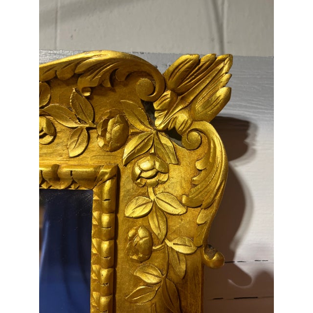 Vintage Italian Carved Giltwood and Shell Decorated Wall Mirror For Sale - Image 4 of 10