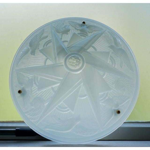 Opalescent French Art Deco Pendant Light by Hettier Et Vincent & Hanots 1930 France For Sale - Image 6 of 15