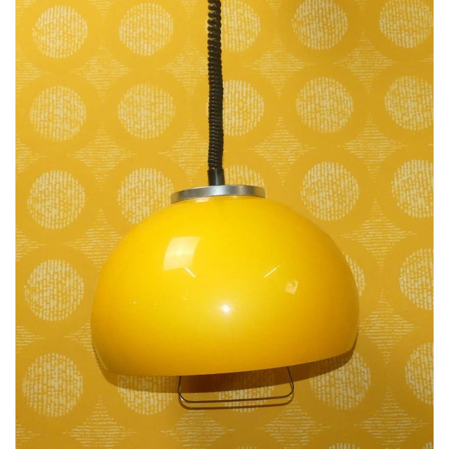 Pendulum Pendant Lamp in Yellow Plastic, 1970s For Sale - Image 3 of 13