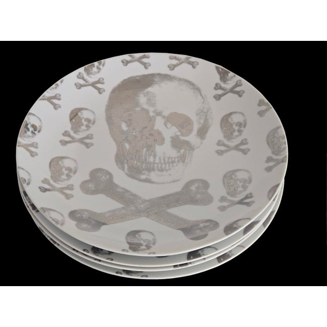 Vintage Skull and Bones Dinner Plates Made for Z Gallerie, Set of 4 For Sale - Image 13 of 14