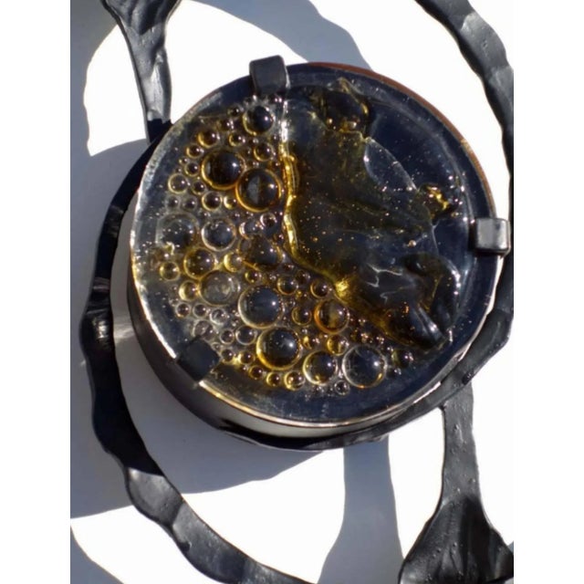 Brutalist Brutalist Iron & Glass Wall Lamps, 1960s, Set of 6 For Sale - Image 3 of 9