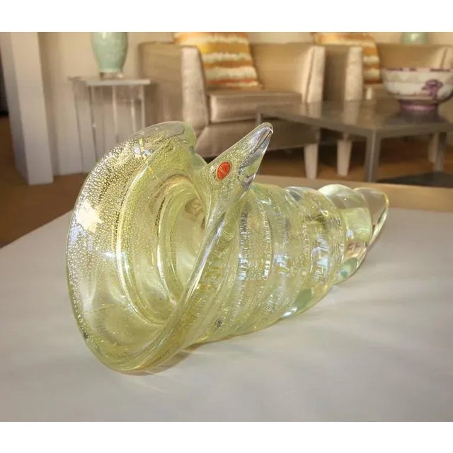 Large Gold Silver Murano Counch Shell Centerpiece Bowl For Sale In Palm Springs - Image 6 of 10