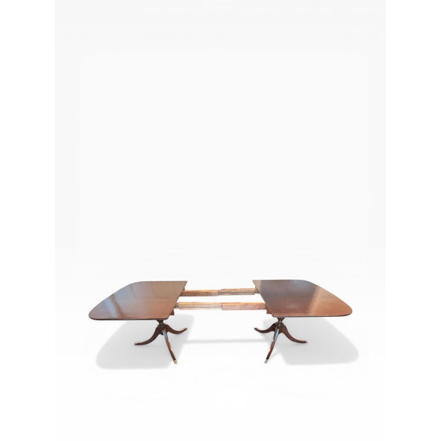 1954 Charak Mahogany Double Pedestal Dining Table With Two Leaves For Sale - Image 10 of 17