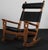 Hans J. Wegner lounge chair / rocking chair original black leather upholstery. Frame of soap treated oak Model...