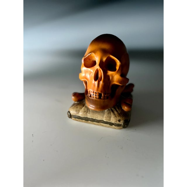 Wood Memento Mori Wooden Sculpture of a Skull For Sale - Image 7 of 8