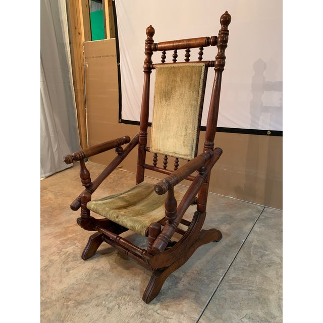 Antique 19th Century Upholstered Platform Rocker Armchair | Chairish