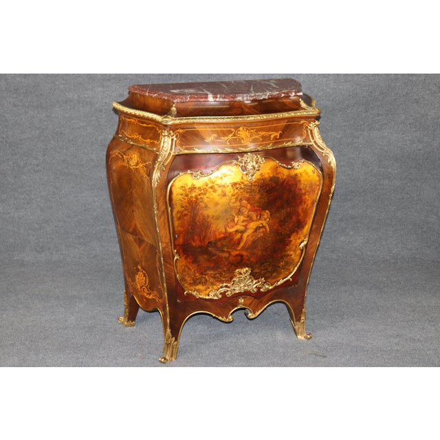 French 19th C French Louis XV Style Ormolu Mounted Marble Top Cabinet by Droward For Sale - Image 3 of 17