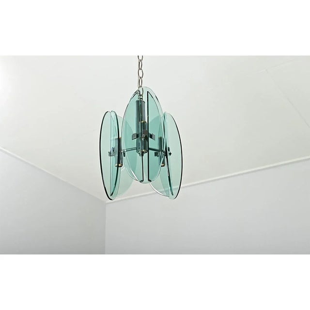 Vintage Italian Glass Pendant Light Fixture For Sale - Image 4 of 8