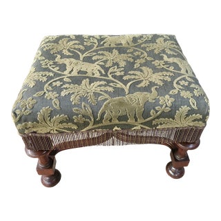 1920s Vintage British Colonial Bombay Mahogany Ottoman For Sale