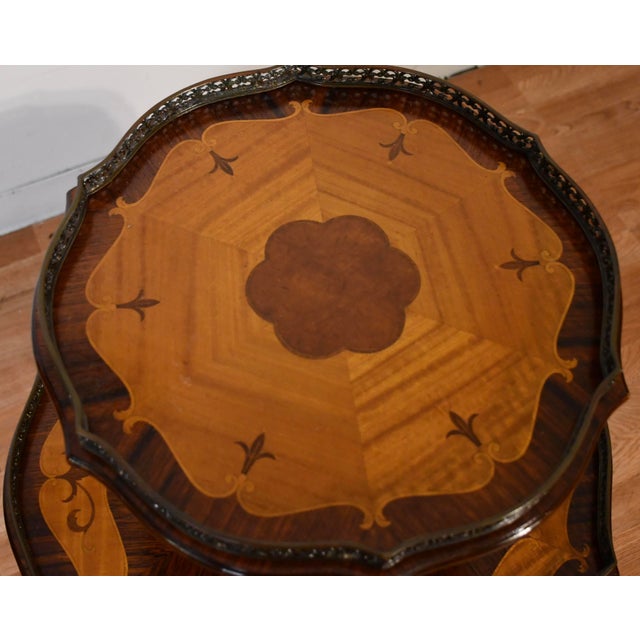 We are pleased to offer this beautiful French Louis XV two-tier end table, from the 1930. This table is made of Walnut &...